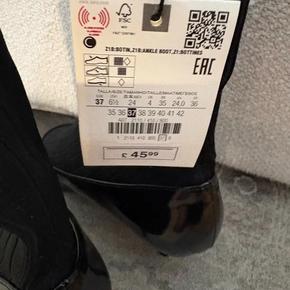 Zara Black Patent Sock Heels - Picture 5 of 5